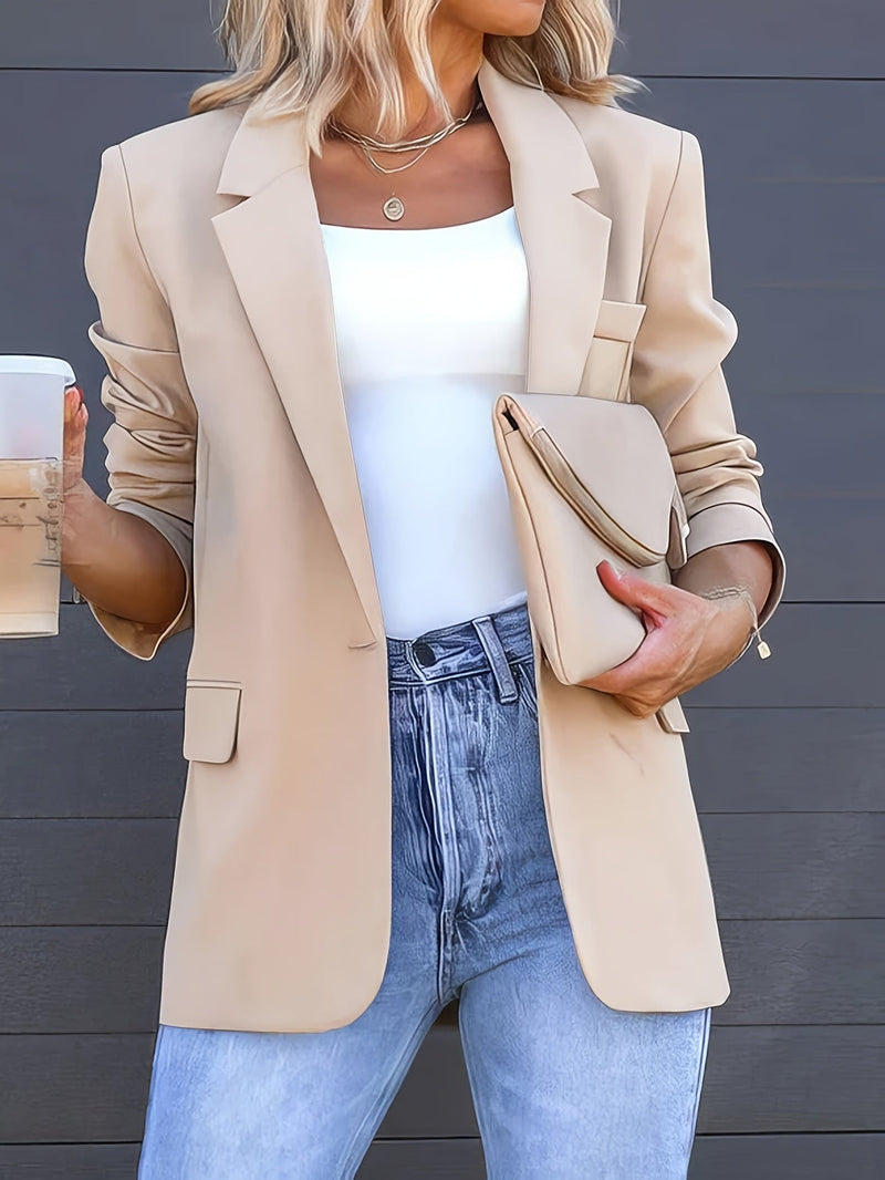 Dames Reverskraag Blazer met Knoopsluiting voor Werk