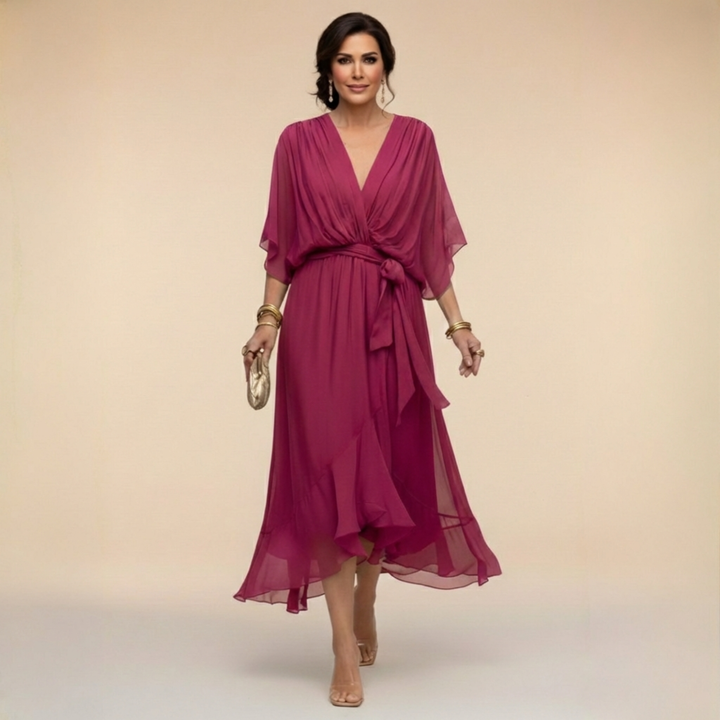 V-HALSMODEL CHIFFONJURK VOOR VROUWEN