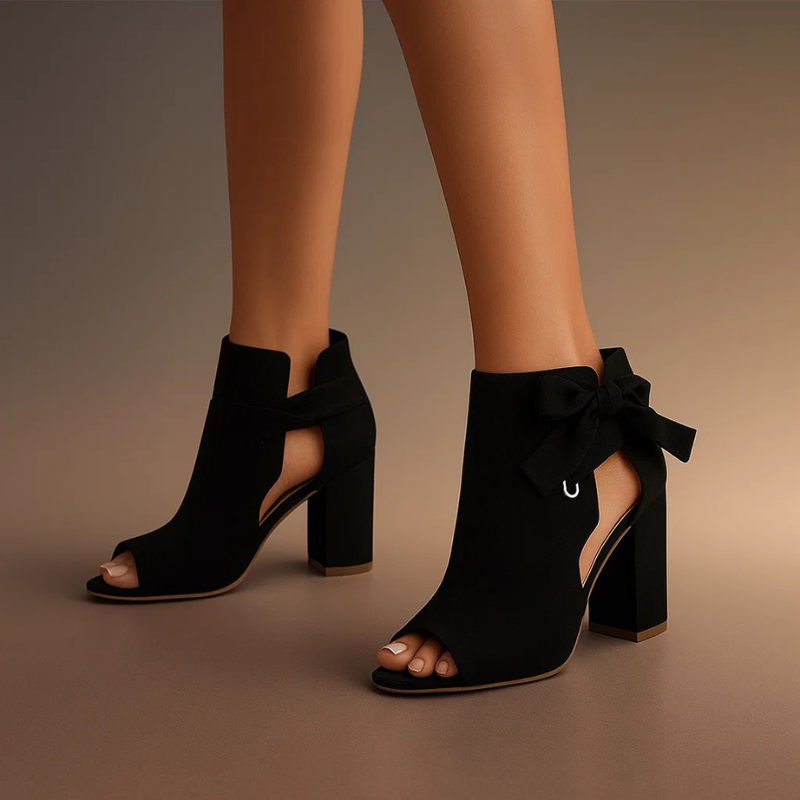 SUÈDE PEEP-TOE BLOKHIEL VOOR VROUWEN
