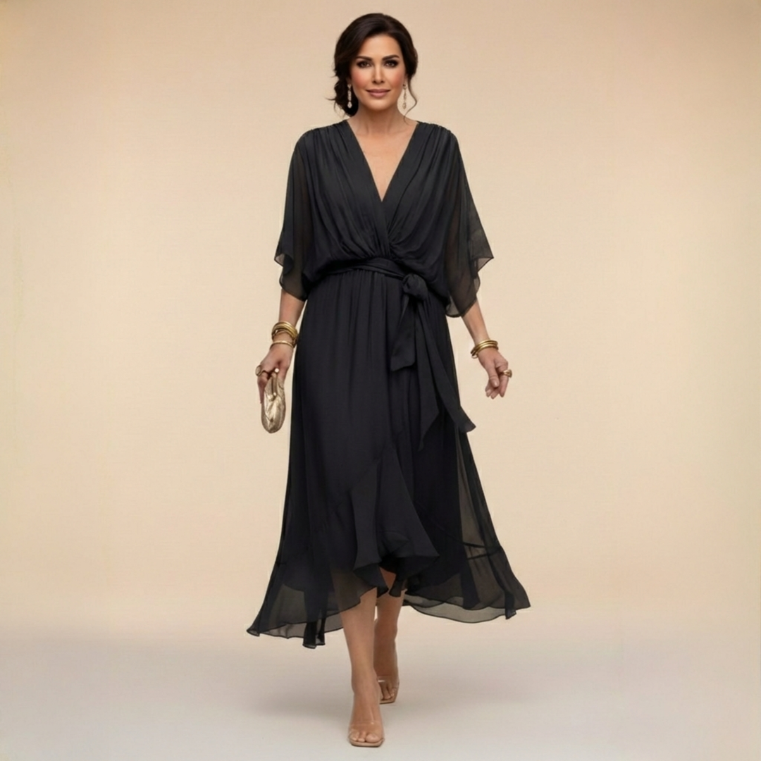 CHIFFON JURK MET V-HALS VOOR DAMES