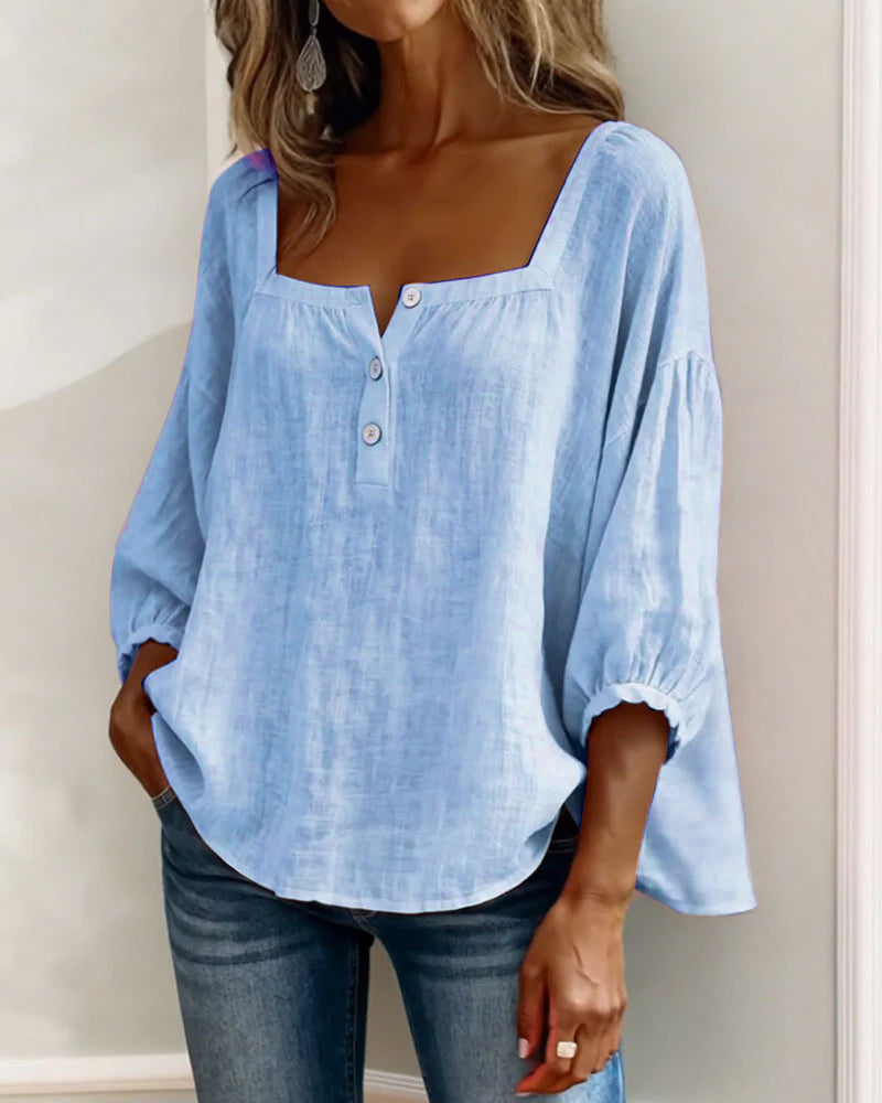 BLOUSE MET VIERKANTE HALS VOOR VROUWEN