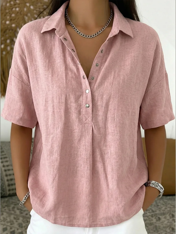 BLOUSE MET V-HALS EN KNOPEN VOOR VROUWEN