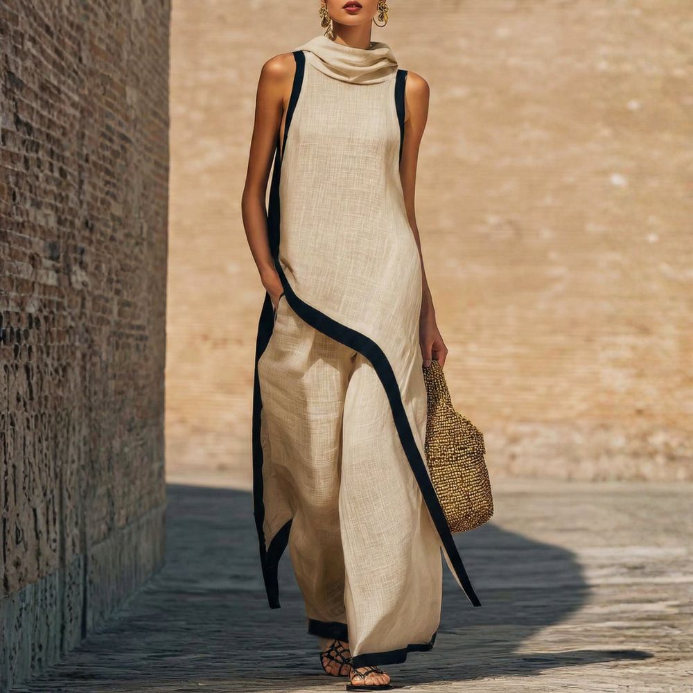 ASYMMETRISCHE LINEN SET VOOR VROUWEN