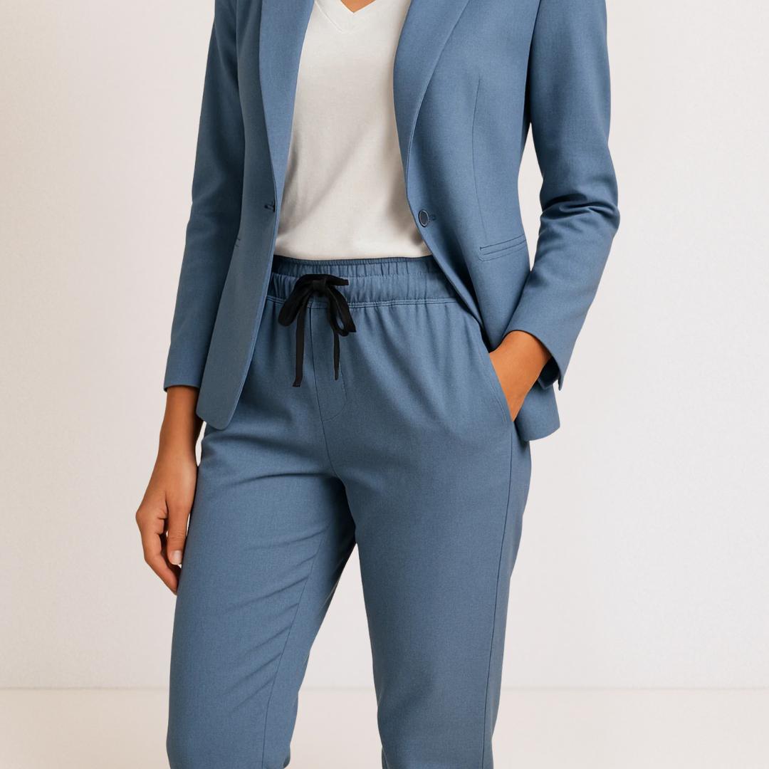 SLIMME KLASSIEKE BLAZER EN JOGGER GECOÖRDINEERDE SET VOOR VROUWEN