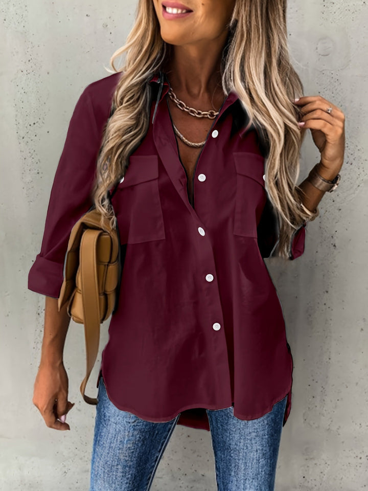 CLASSISCHE FORMELLE BLOUSE MET LANGE MOUWEN VOOR VROUWEN