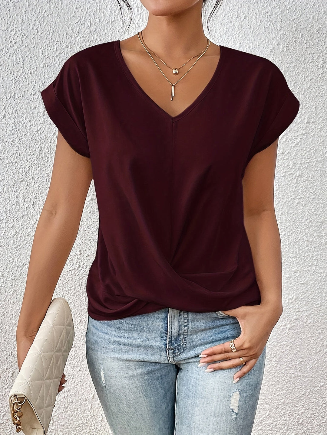 ELEGANTE T-SHIRT MET V-HALS VOOR VROUWEN