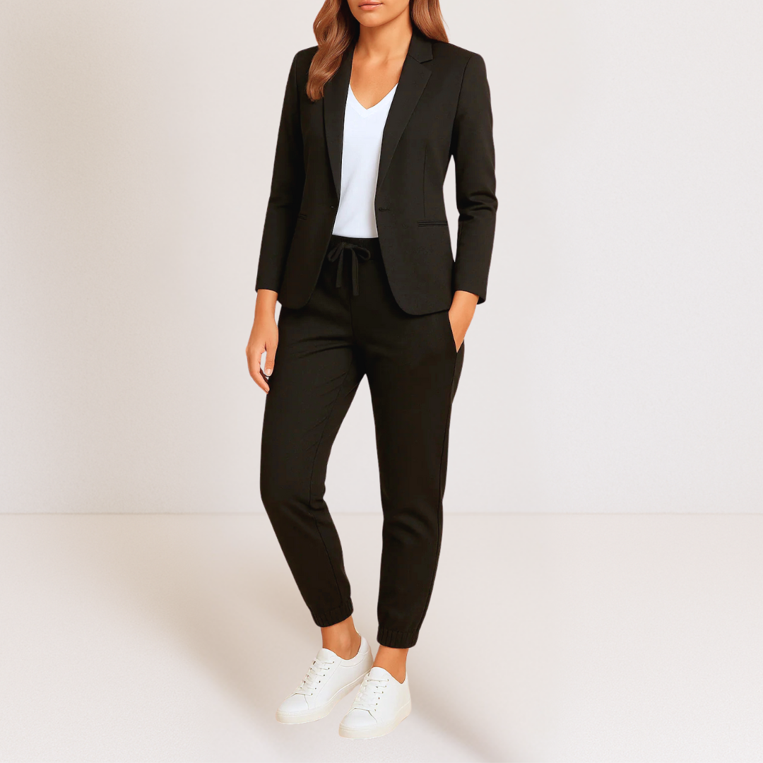 SLIMME KLASSIEKE BLAZER EN JOGGER GECOÖRDINEERDE SET VOOR VROUWEN