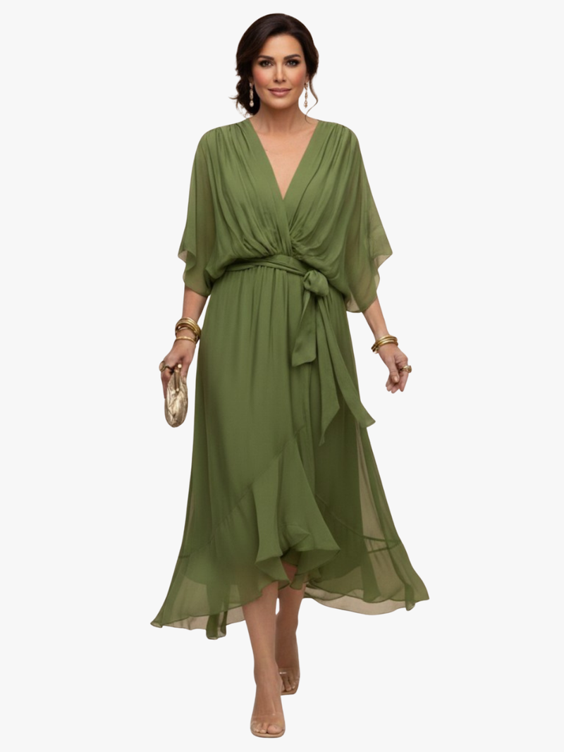 CHIFFON JURK MET V-HALS VOOR DAMES
