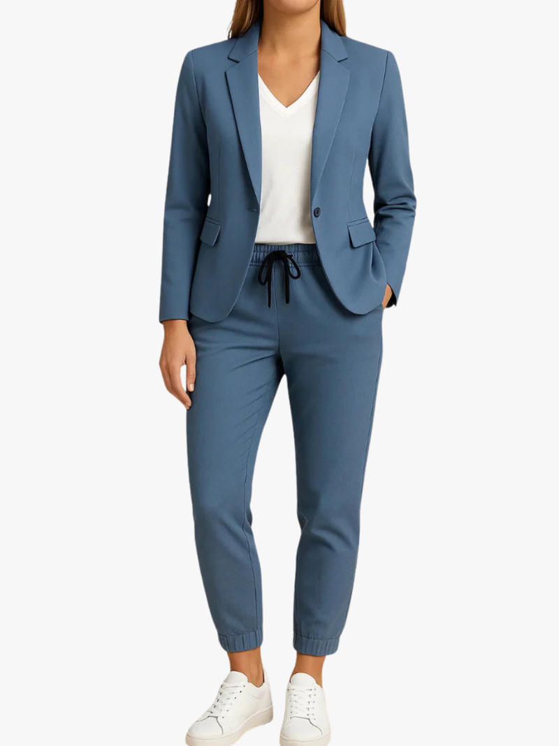 SLIMME KLASSIEKE BLAZER EN JOGGER GECOÖRDINEERDE SET VOOR VROUWEN