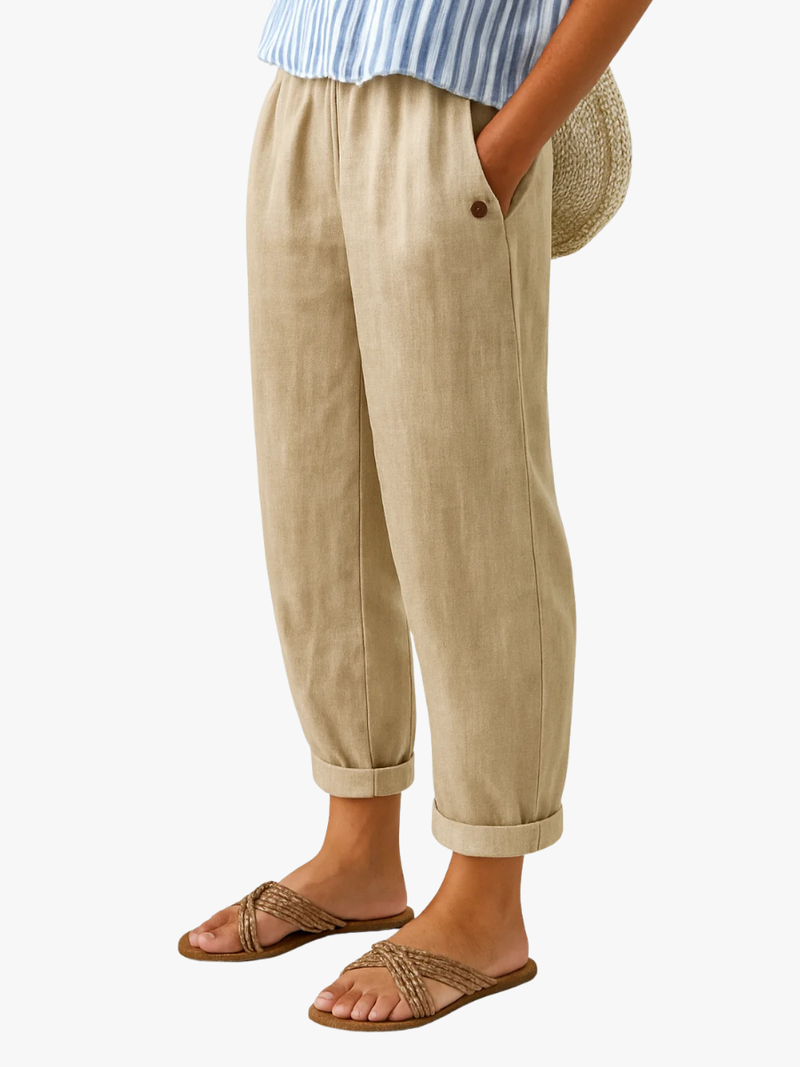 TAPERED BROEK VAN LINNENMIX VOOR VROUWEN
