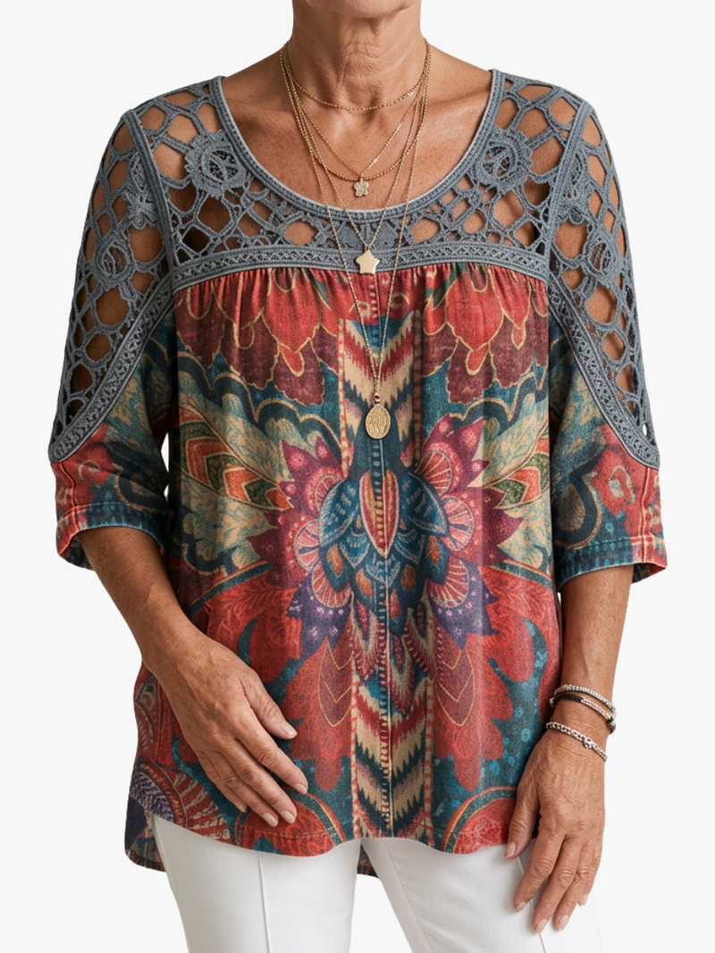 BLOUSE MET ETNISCHE PRINT VOOR VROUWEN