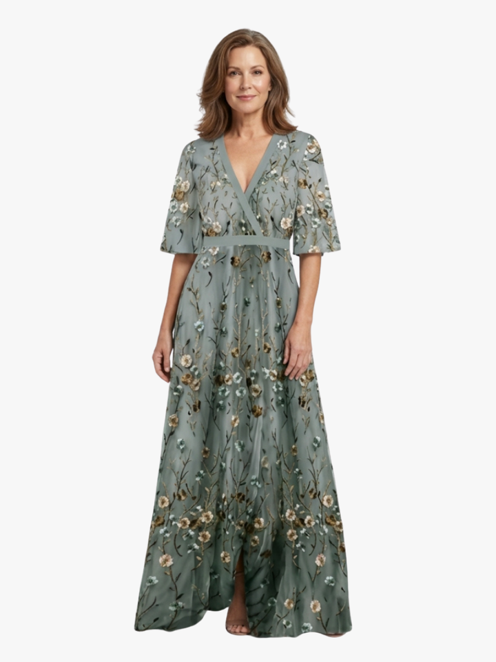 MAXI-JURK MET BLOEMENV-HALS VOOR VROUWEN