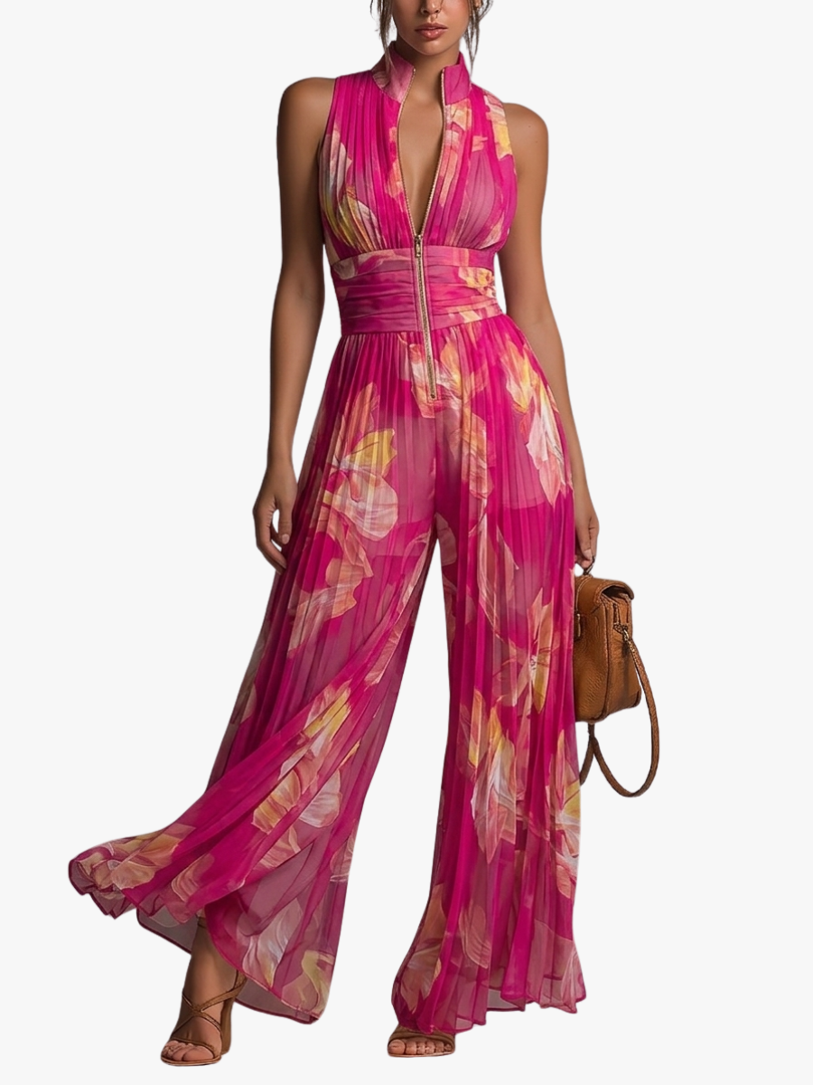 JUMPSUIT MET PLOOIEN EN BREDE PANTBEEN VOOR VROUWEN