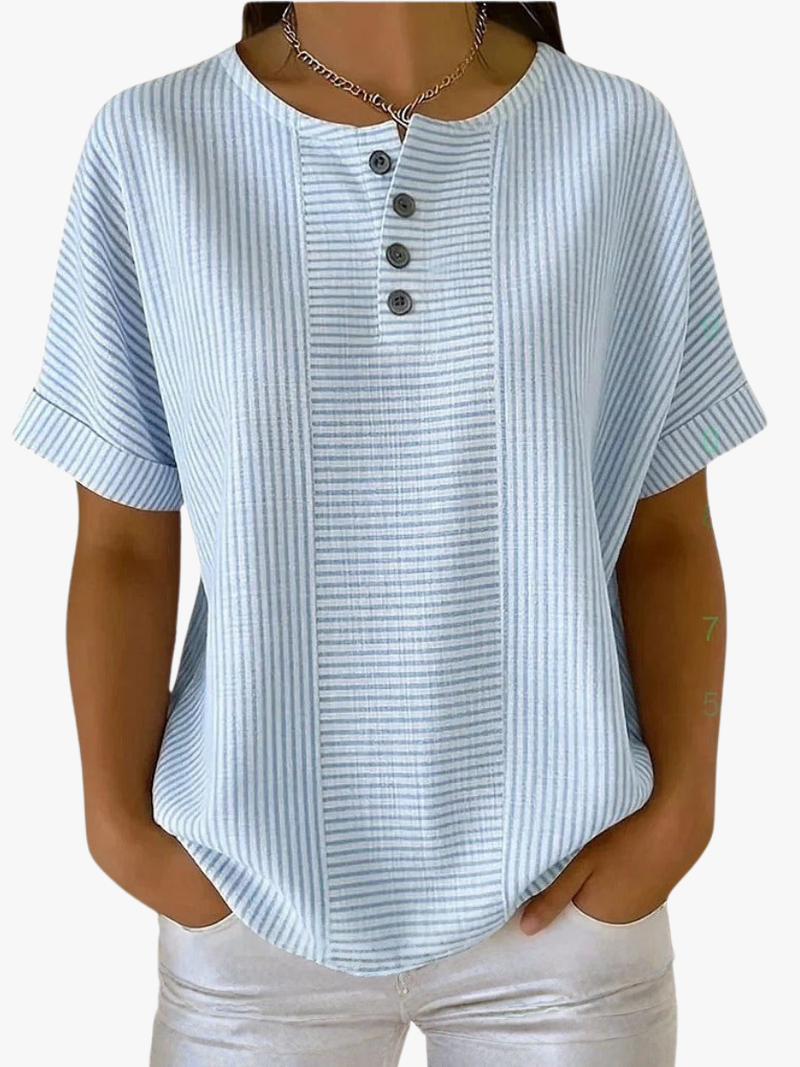 GESTREEPTE BLOUSE MET KNOPEN VOOR VROUWEN