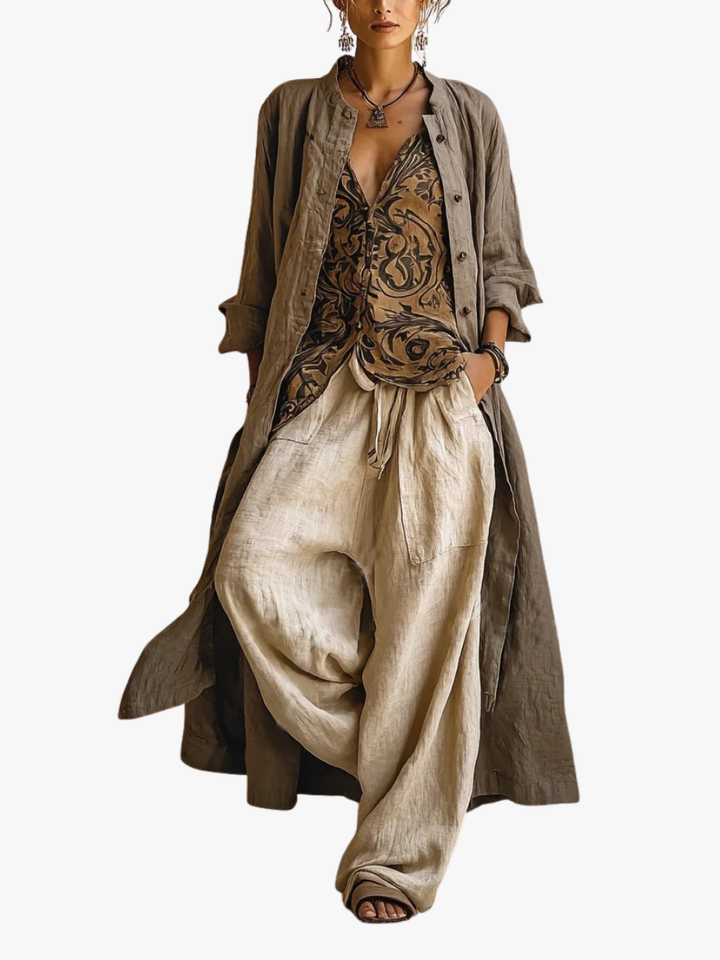 DRIEDELIGE LINEN SET VOOR VROUWEN