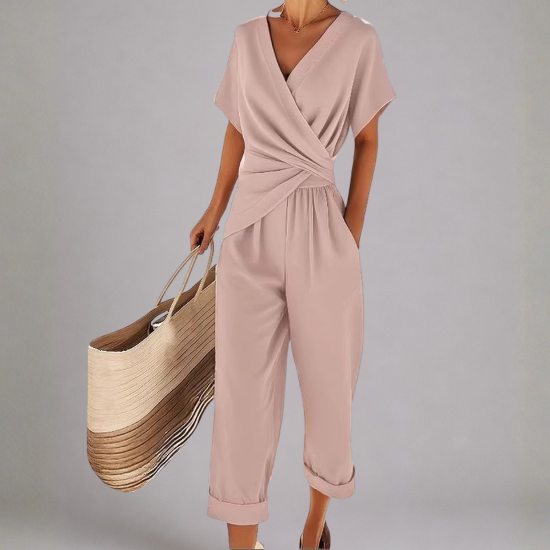 SET MET BROEK MET BREDE PIJPEN IN WRAP-STIJL VOOR VROUWEN