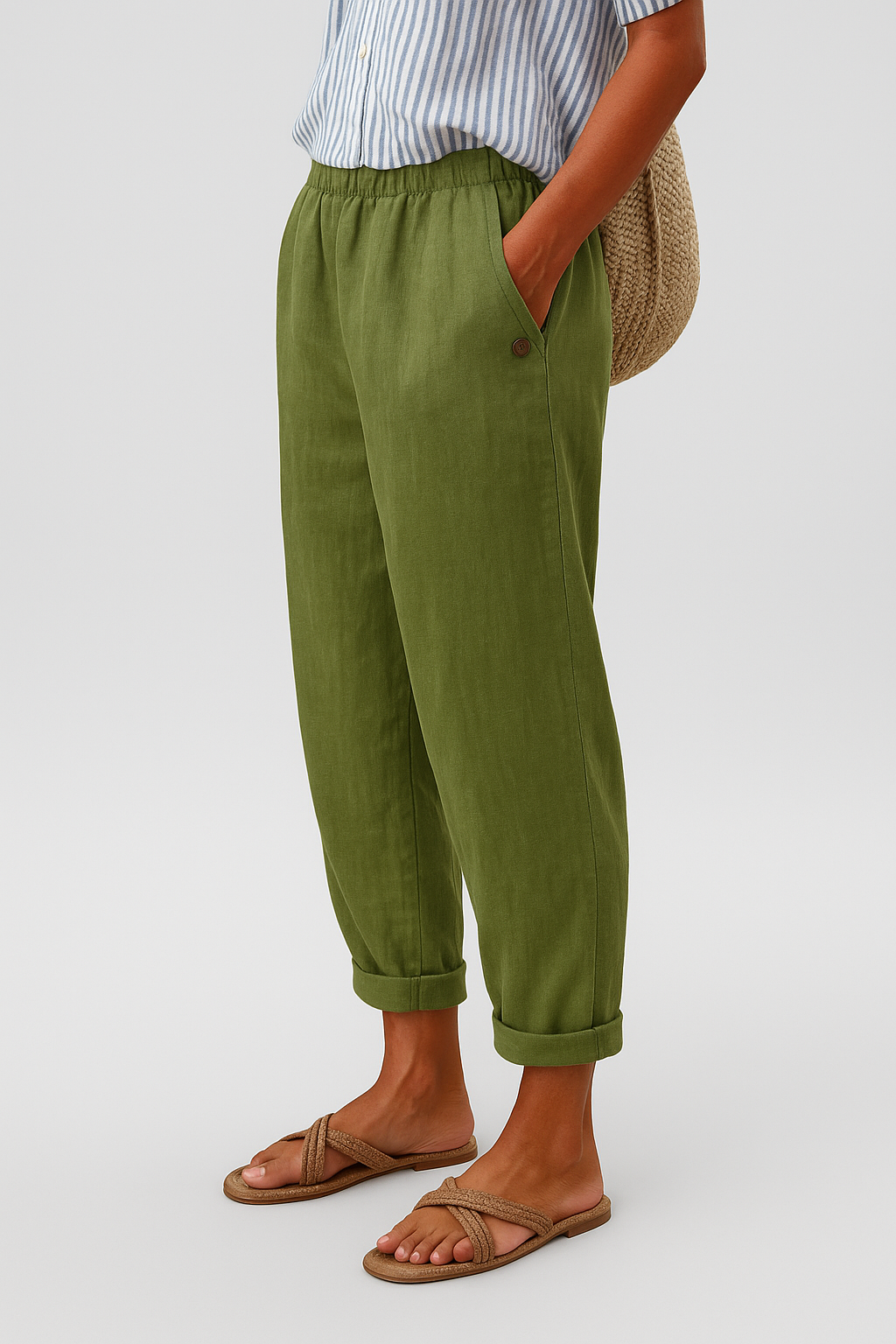 TAPERED BROEK VAN LINNENMIX VOOR VROUWEN