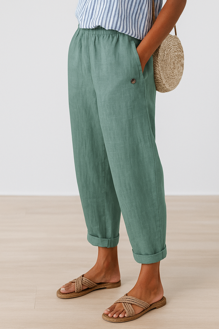 TAPERED BROEK VAN LINNENMIX VOOR VROUWEN