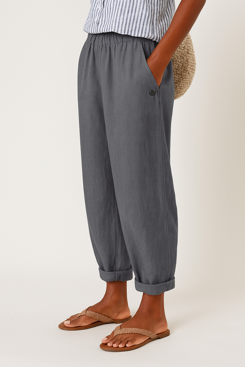 TAPERED BROEK VAN LINNENMIX VOOR VROUWEN