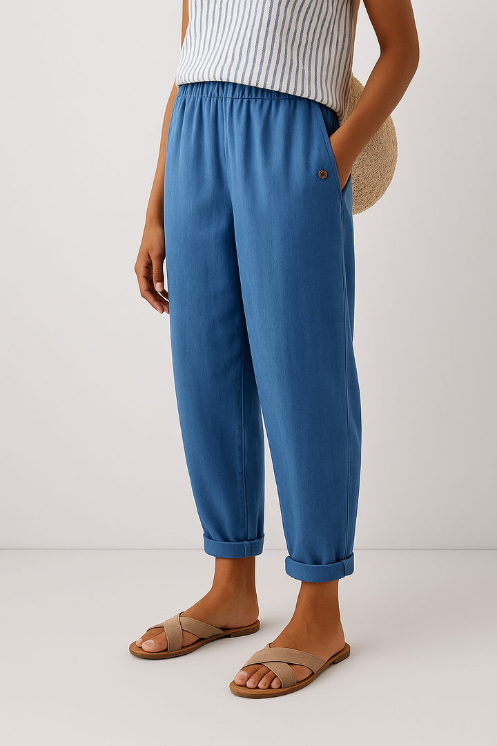 TAPERED BROEK VAN LINNENMIX VOOR VROUWEN