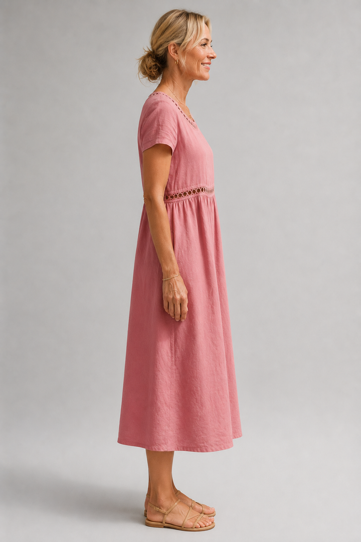 MODERNE MIDI JURK MET BRODERIE VOOR VROUWEN