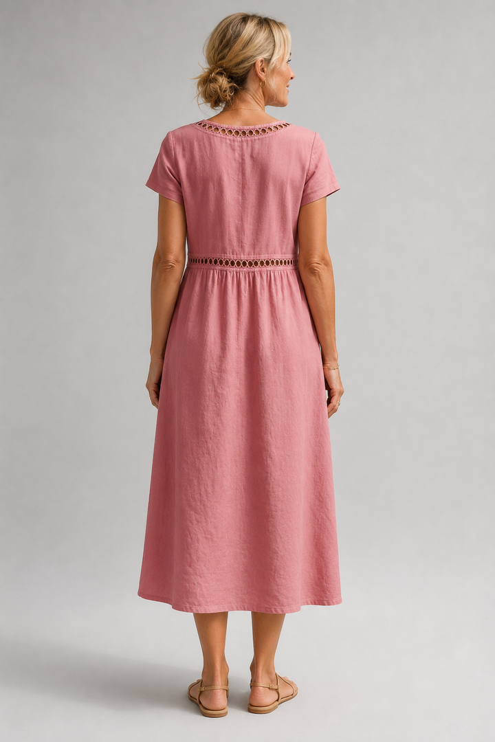 MODERNE MIDI JURK MET BRODERIE VOOR VROUWEN