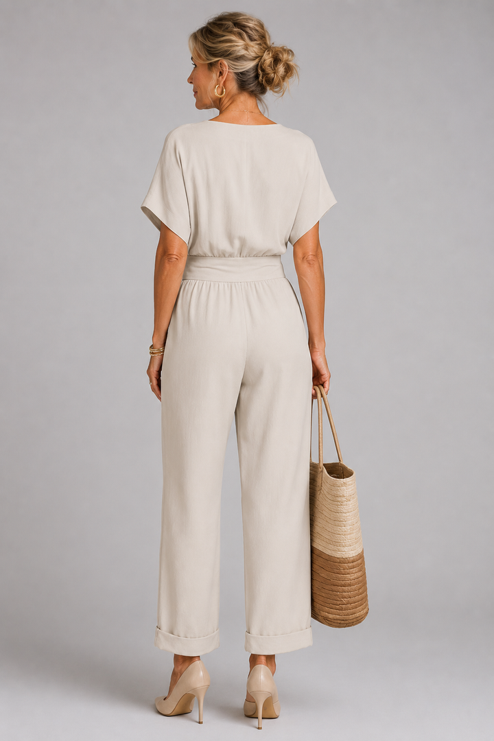 SET MET BROEK MET BREDE PIJPEN IN WRAP-STIJL VOOR VROUWEN