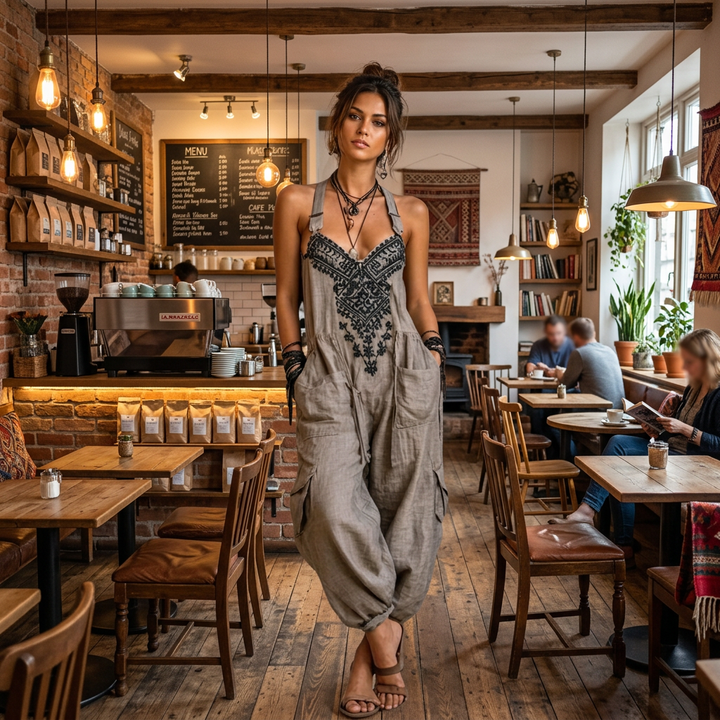 BOHEMIAN GEBORDUURDE JUMPSUIT VOOR VROUWEN