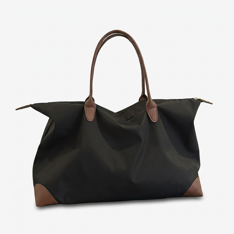 Dames Reistas | Grote Tote Bag met Ritssluiting en Bruine Details