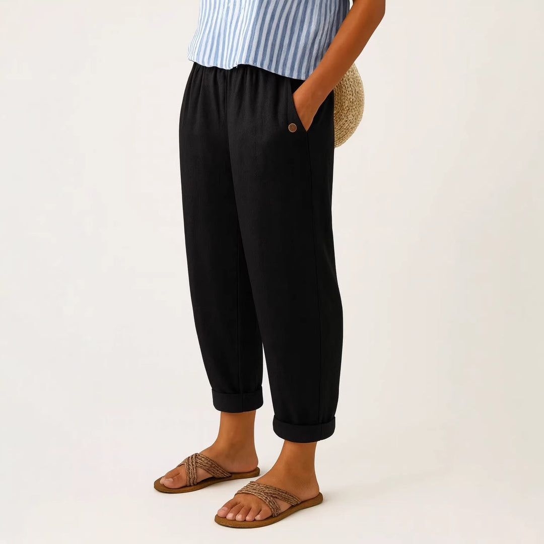 TAPERED BROEK VAN LINNENMIX VOOR VROUWEN