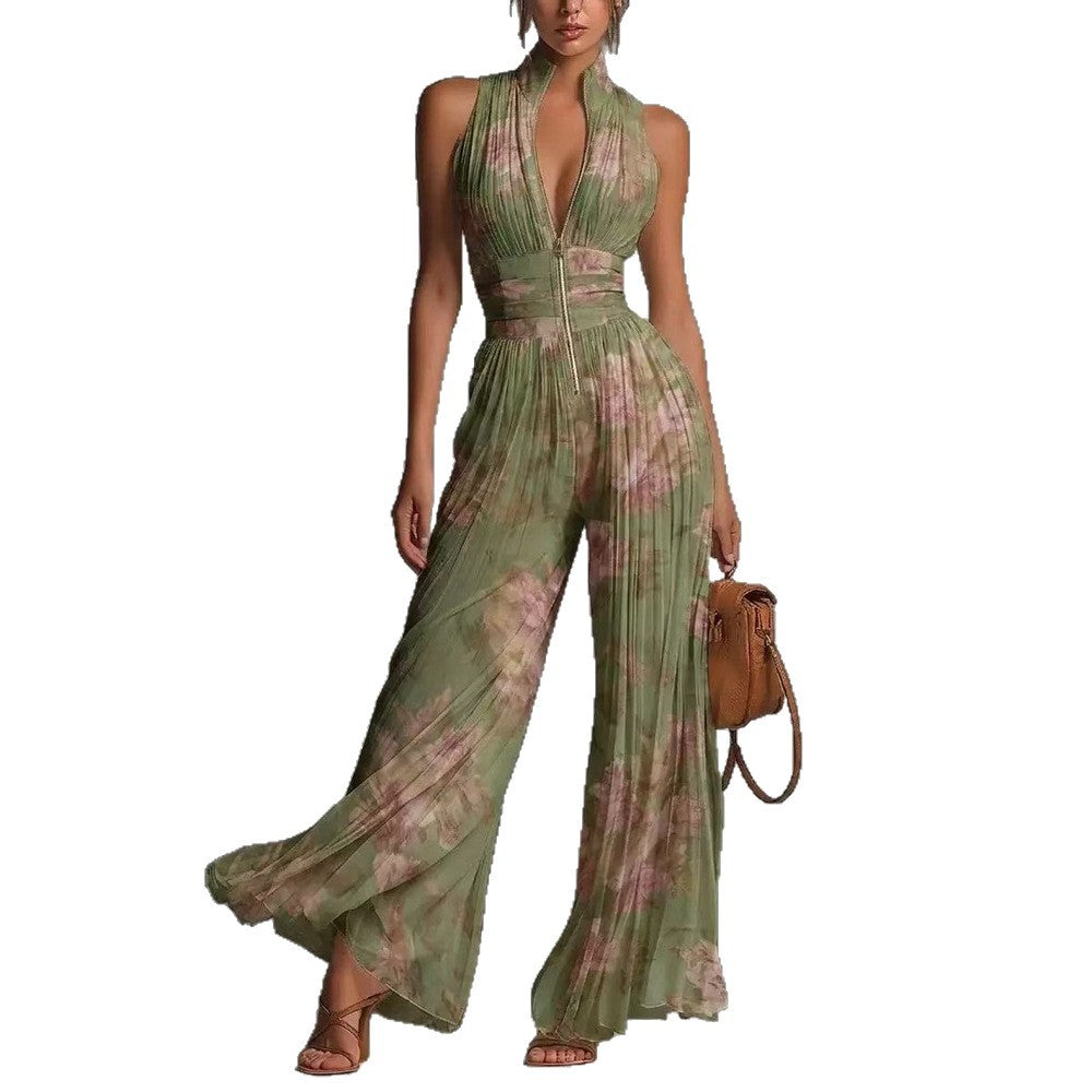 PLISSÉE JUMPSUIT MET HALTERNEK VOOR VROUWEN
