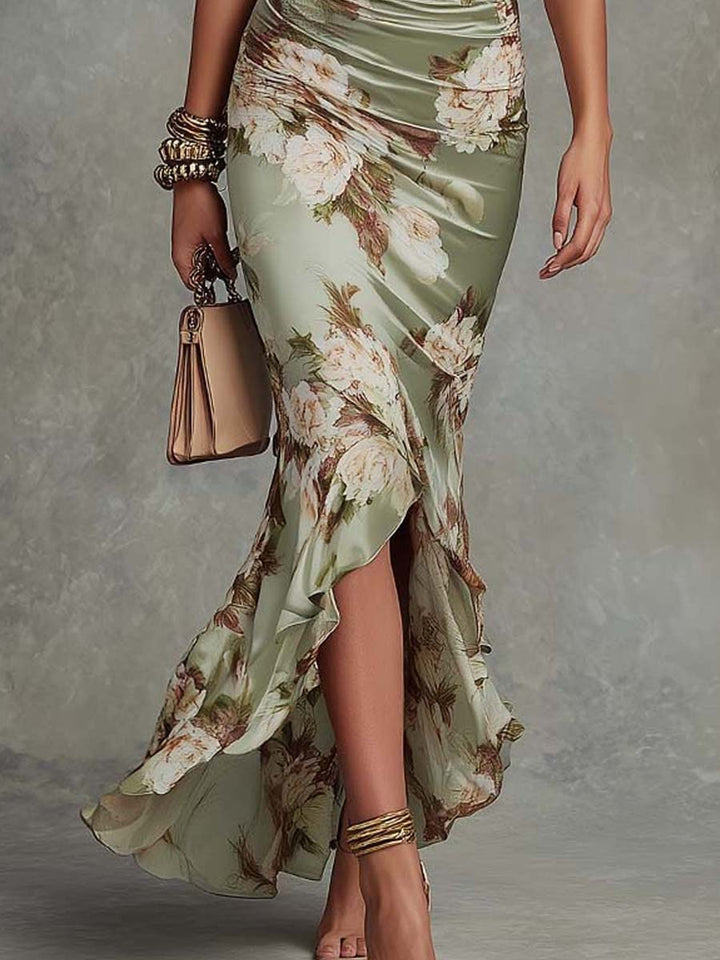 FLORAL SATIJNEN JURK VOOR VROUWEN