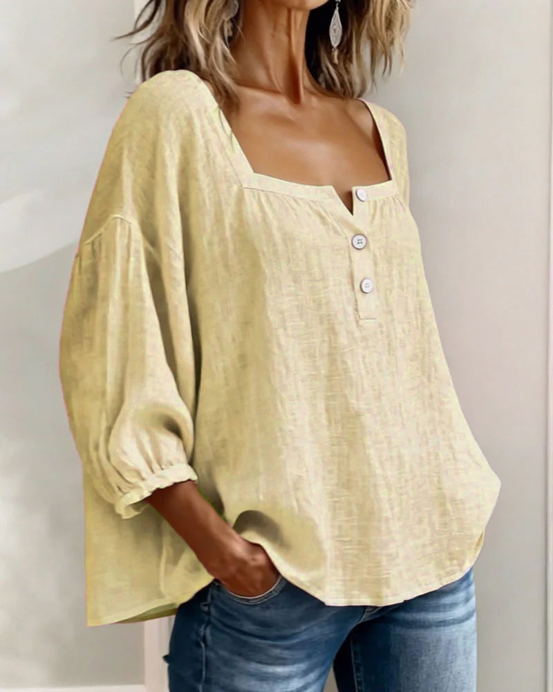 BLOUSE MET VIERKANTE HALS VOOR VROUWEN
