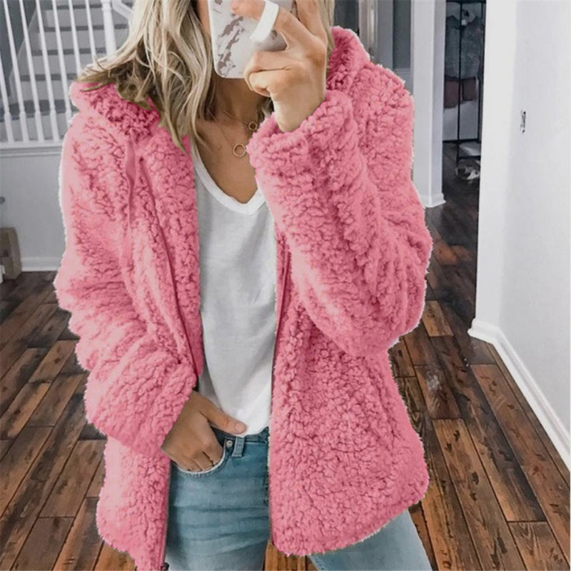 Dames Fluffy Vest met Capuchon en Teddy Textuur