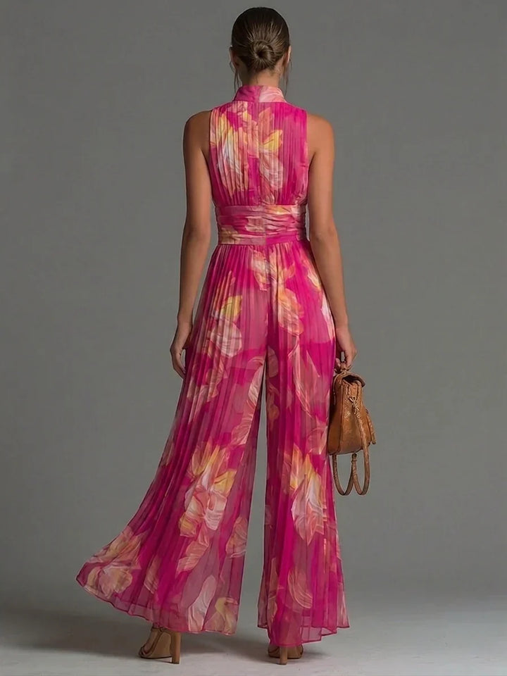 PLISSÉE JUMPSUIT MET HALTERNEK VOOR VROUWEN
