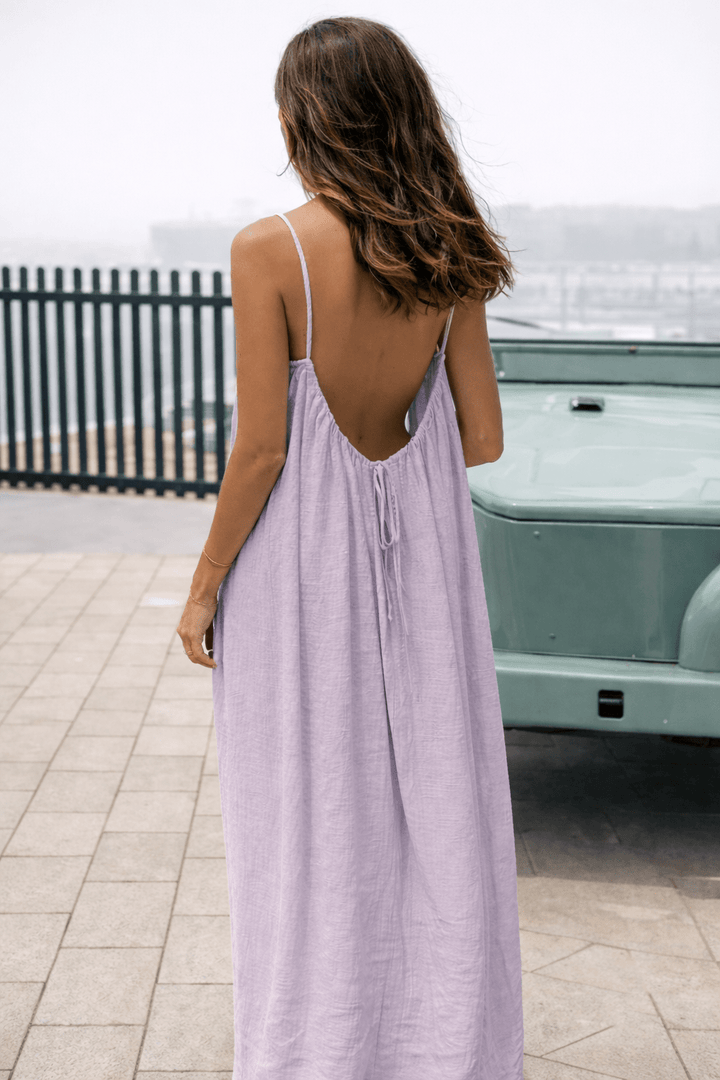 MAXI JURK MET OPEN RUG VOOR VROUWEN