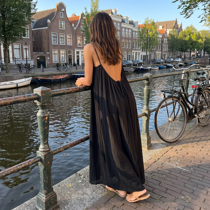 MAXI JURK MET OPEN RUG VOOR VROUWEN