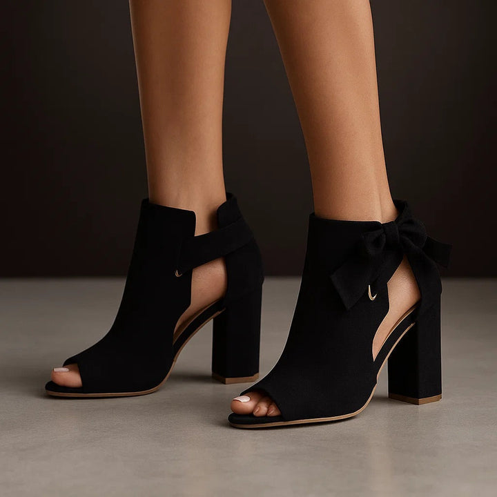 SUÈDE PEEP-TOE BLOKHIEL VOOR VROUWEN