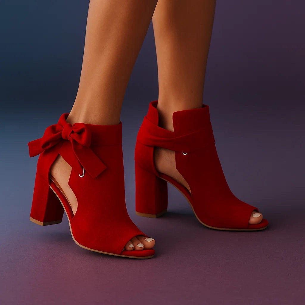 SUÈDE PEEP-TOE BLOKHIEL VOOR VROUWEN